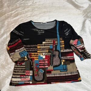 Chard collection Colorful Graphic Long Sleeve Top for women size M